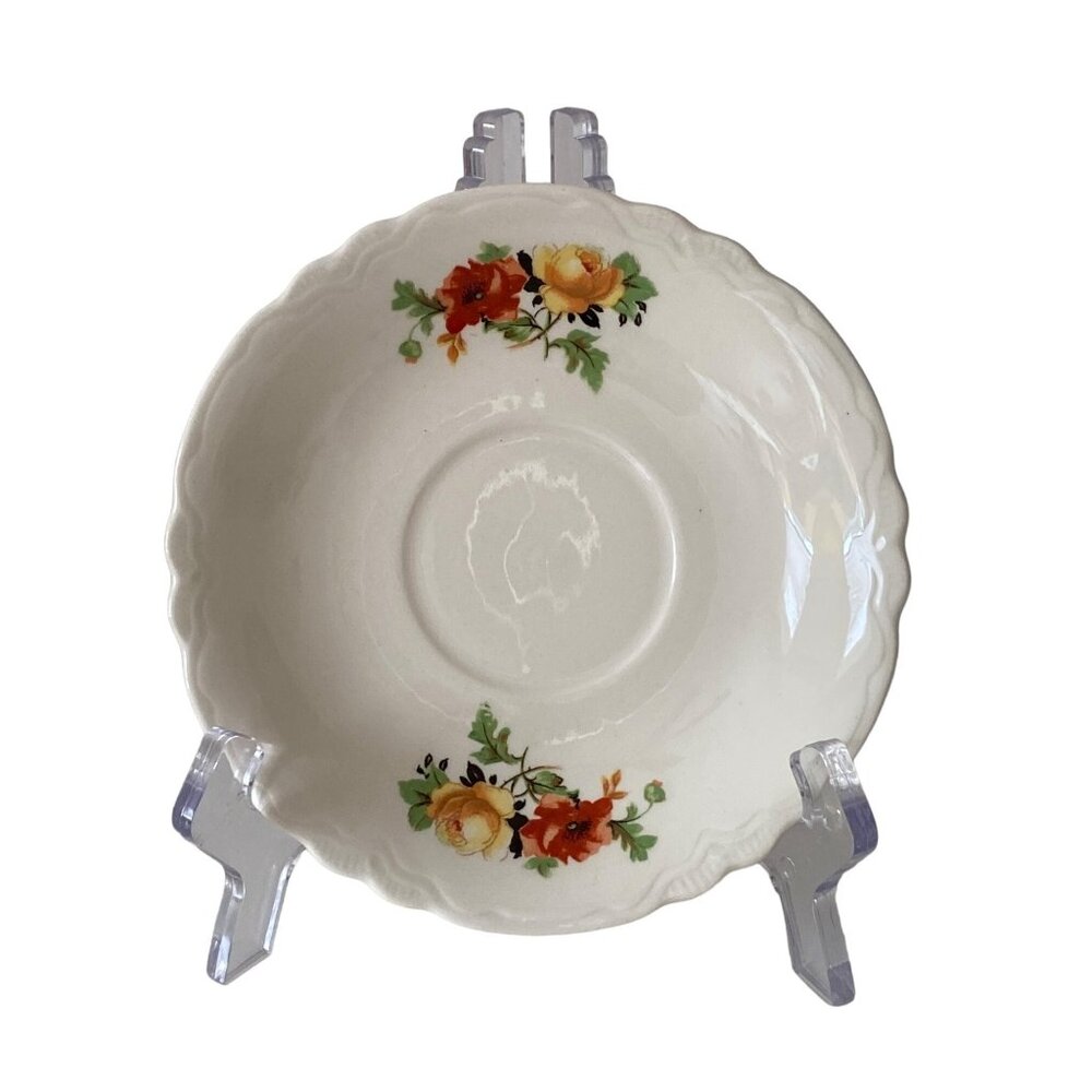 Homer Laughlin Saucer Scroll Edge Poppy Rose Replacement Vintage